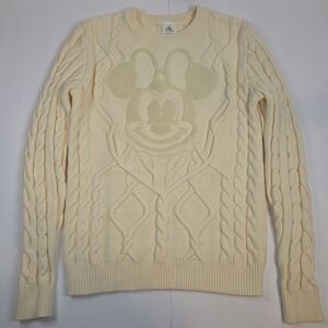 Disney Parks 2022 Minnie Mouse Cable Knit Sweater | Cream | Small | Chunky knit